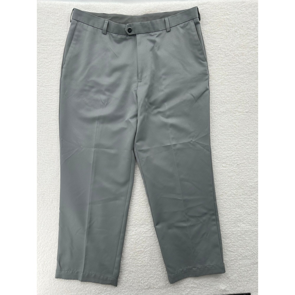 IZOD Golf Mens 38x30 Gray Flat Front Performance Pants Athleisure Minimalist